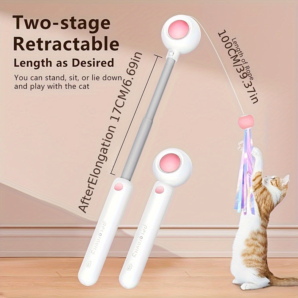 Retractable Cat Wand Toy for Active Indoor Cats