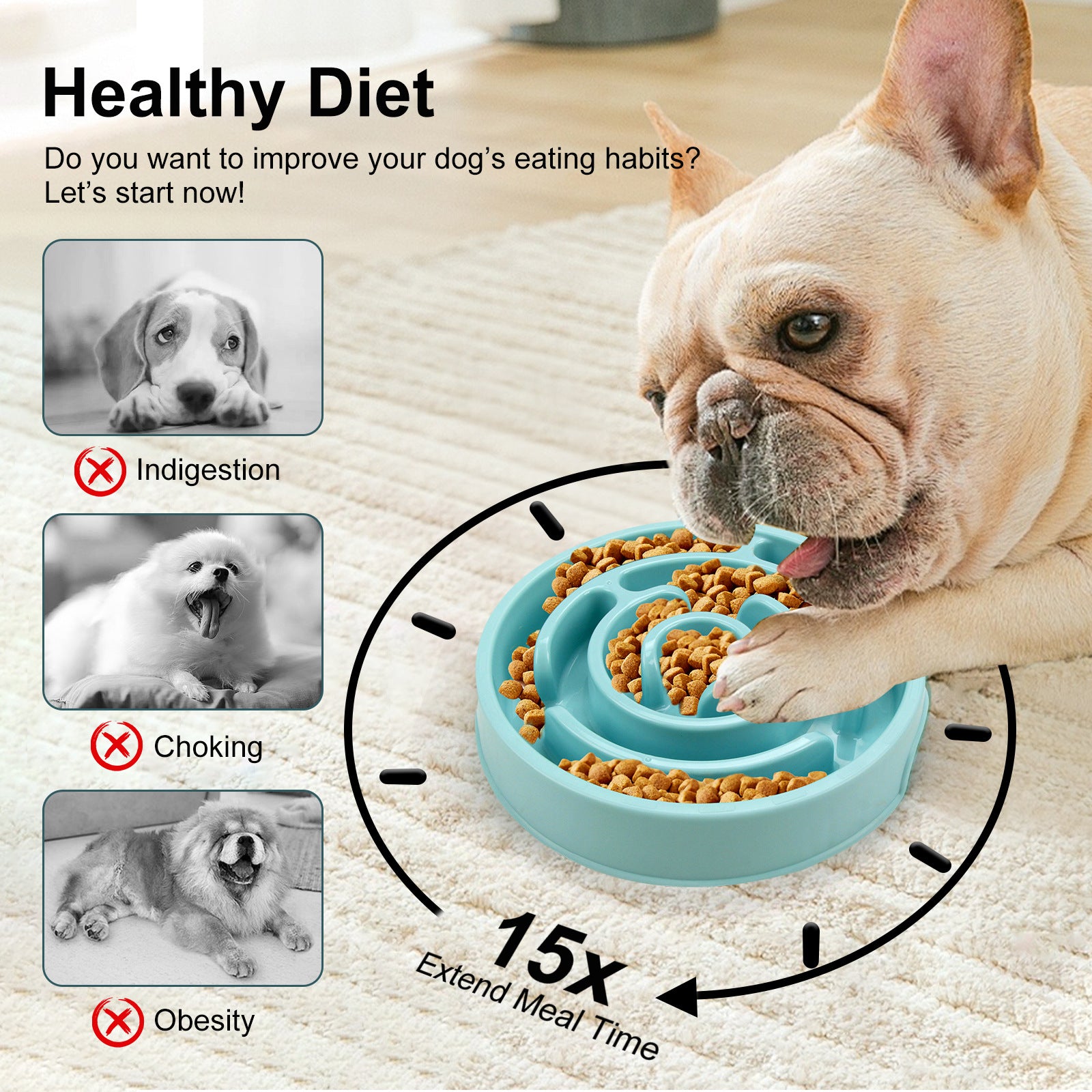 Cute Silicone Slow Feeder Bowl for Happy Dogs